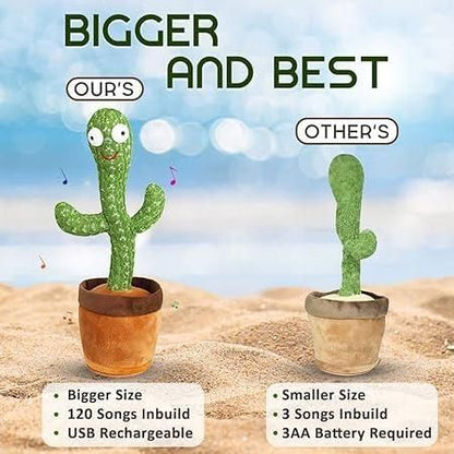 FlamitzStar Interactive Dancing Cactus Toy with Singing, Talking, Recording, USB Charge, Fun Baby Plush Educational Toy Gift for Toddlers Boys Girls - Multicolor - Kids Edition