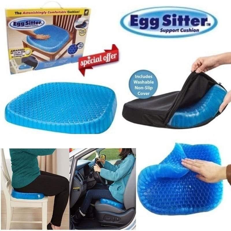 Buyntry Egg Gel Seat Cushion Ergonomic Breathable Design Pressure Relief Sitter Tailbone Pain Sciatica Pain Back Pain Silicon Seater Cushion Chair Pad with Non-Slip Cover