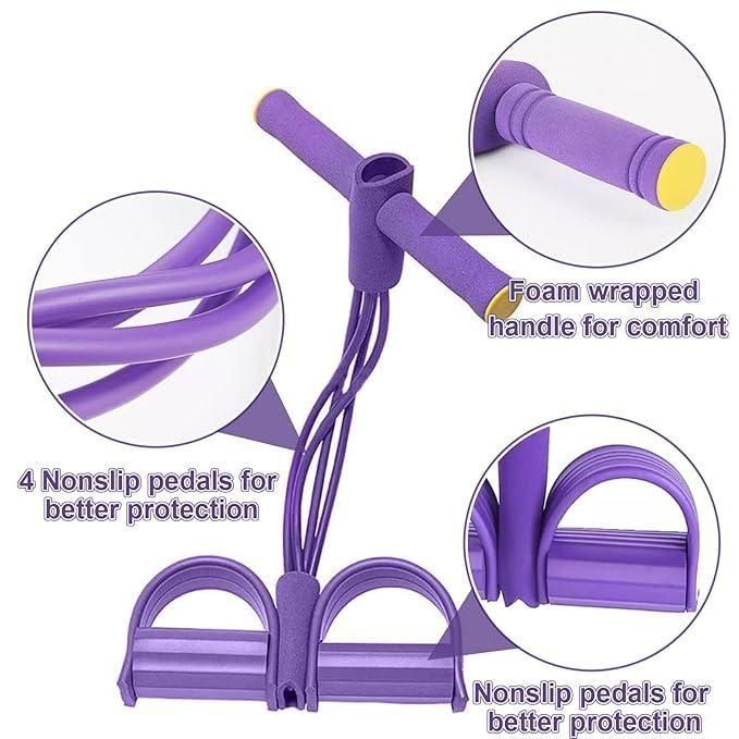21 Fitness Resistance Bands-4 Tube Pedal Ankle Puller,Pedal Resistance Band with Handle,Resistance Bands,Strength Training, Tummy, Waist, Arm, Leg Slimming, Home Gym Exercise Equipment