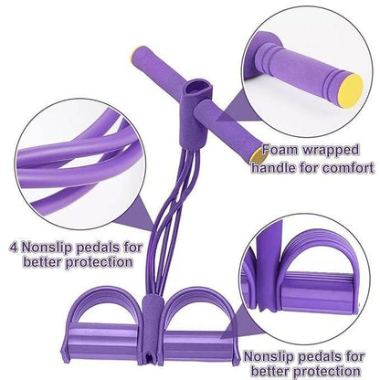 21 Fitness Resistance Bands-4 Tube Pedal Ankle Puller,Pedal Resistance Band with Handle,Resistance Bands,Strength Training, Tummy, Waist, Arm, Leg Slimming, Home Gym Exercise Equipment