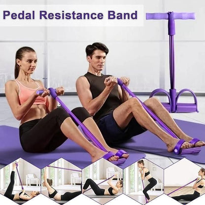 21 Fitness Resistance Bands-4 Tube Pedal Ankle Puller,Pedal Resistance Band with Handle,Resistance Bands,Strength Training, Tummy, Waist, Arm, Leg Slimming, Home Gym Exercise Equipment