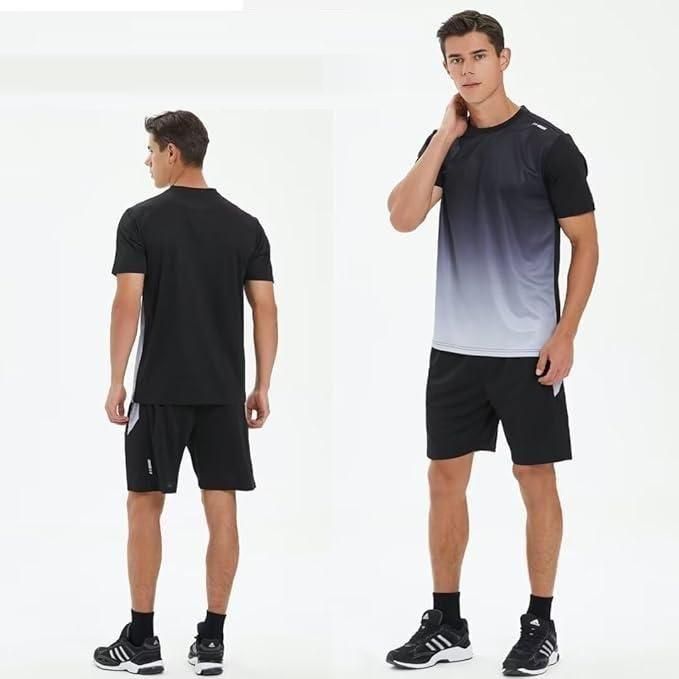2Pack Men’s Active Quick Dry Crew Neck T Shirts | Athletic Running Gym Workout Short Sleeve Tee Set
