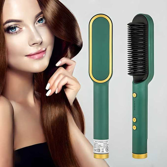 MakeMeeBold Frizz Free Hair Straightener Brush with 73mm Large Paddle Design,Electric Comb for Women,PTC Fast Heat-Up(30s),2 Heat Settings(180°C & 210°C),Auto Shut-Off & 360°