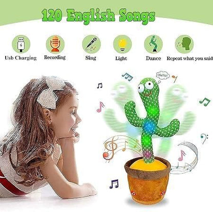 FlamitzStar Interactive Dancing Cactus Toy with Singing, Talking, Recording, USB Charge, Fun Baby Plush Educational Toy Gift for Toddlers Boys Girls - Multicolor - Kids Edition