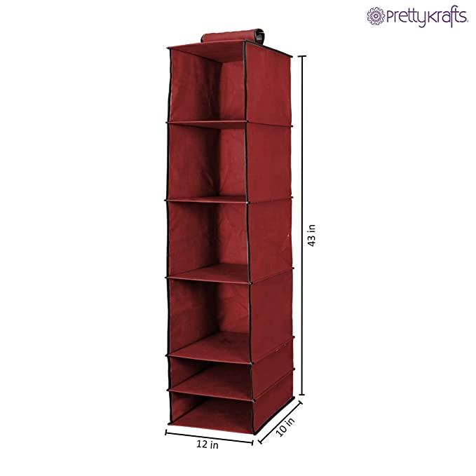 Univivi 6 Shelf Hanging Closet Organizer and Storage with 4 Removable Drawers & 6 Side Pockets,Wardrobe Clothes Organizer,Closet Hanging Shelves,Hanging Storage Organizer,Foldable