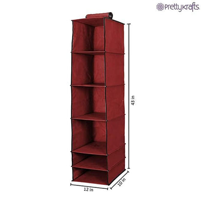 Univivi 6 Shelf Hanging Closet Organizer and Storage with 4 Removable Drawers & 6 Side Pockets,Wardrobe Clothes Organizer,Closet Hanging Shelves,Hanging Storage Organizer,Foldable