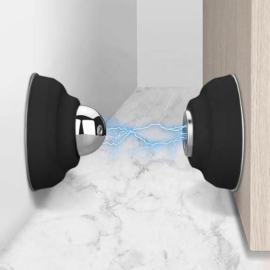 Magnetic Door Stopper - Stainless Steel Door Stoppers for Bottom of Door| Magnetic Door Stop for Wall and Floor Mounting| No Drilling Door Catch Door Holder with 3D Adhesive Tapes, Black 1 Pack