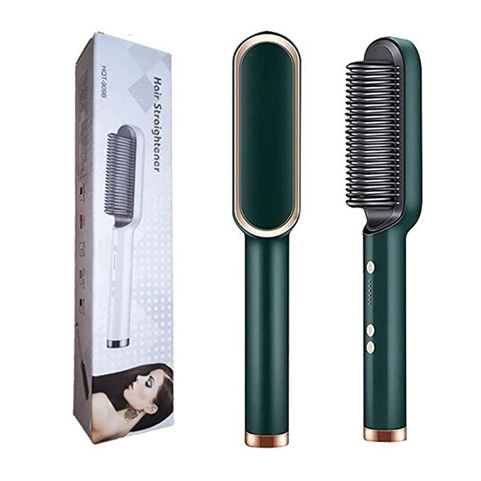 MakeMeeBold Frizz Free Hair Straightener Brush with 73mm Large Paddle Design,Electric Comb for Women,PTC Fast Heat-Up(30s),2 Heat Settings(180°C & 210°C),Auto Shut-Off & 360°