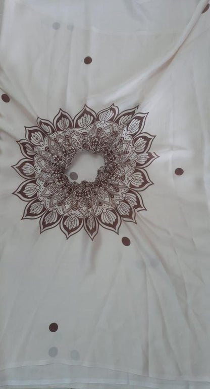 Chandrakala Kerala Kasavu Printed Saree for Women with Unstitched Blouse Piece Indian Wear