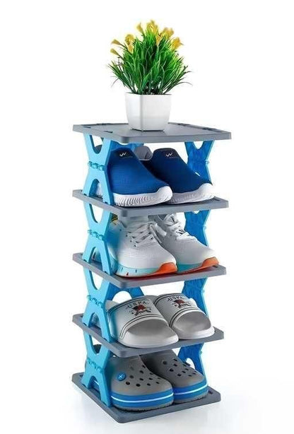 AYSIS 𝟔 𝐒𝐡𝐞𝐥𝐟 DIY Shoe Rack Box Organizer | Multi-Purpose Plastic Shoe Rack for Home | Home Storage Shoe Rack with Door for Entryway, Chappal Slipper Sandals Shoe Stand【Grey, 6-Shelf-3-Door】