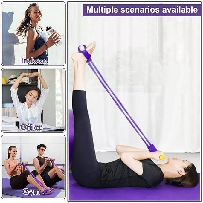 21 Fitness Resistance Bands-4 Tube Pedal Ankle Puller,Pedal Resistance Band with Handle,Resistance Bands,Strength Training, Tummy, Waist, Arm, Leg Slimming, Home Gym Exercise Equipment