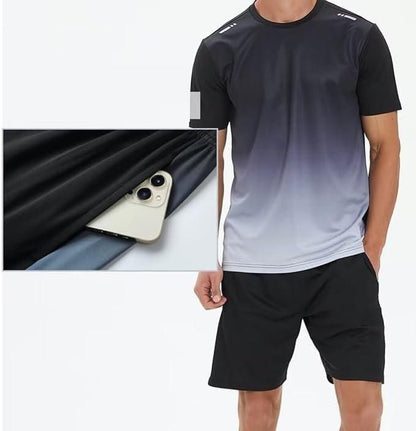 2Pack Men’s Active Quick Dry Crew Neck T Shirts | Athletic Running Gym Workout Short Sleeve Tee Set