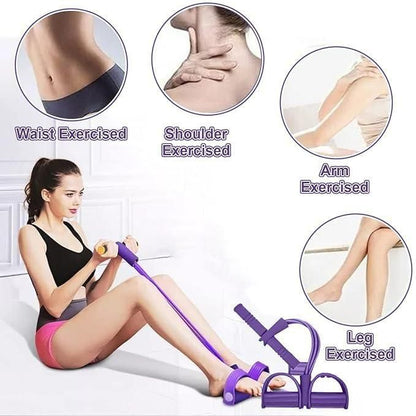 21 Fitness Resistance Bands-4 Tube Pedal Ankle Puller,Pedal Resistance Band with Handle,Resistance Bands,Strength Training, Tummy, Waist, Arm, Leg Slimming, Home Gym Exercise Equipment