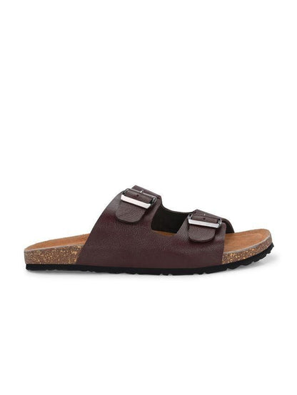 Men's leather sandals, beach flat-soled slippers, PU insole slippersWith adjustable buckles, size 6.5-12