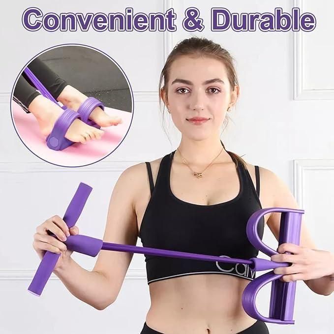 21 Fitness Resistance Bands-4 Tube Pedal Ankle Puller,Pedal Resistance Band with Handle,Resistance Bands,Strength Training, Tummy, Waist, Arm, Leg Slimming, Home Gym Exercise Equipment
