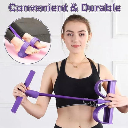 21 Fitness Resistance Bands-4 Tube Pedal Ankle Puller,Pedal Resistance Band with Handle,Resistance Bands,Strength Training, Tummy, Waist, Arm, Leg Slimming, Home Gym Exercise Equipment