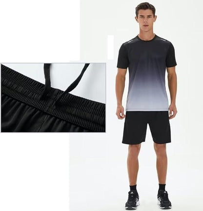 2Pack Men’s Active Quick Dry Crew Neck T Shirts | Athletic Running Gym Workout Short Sleeve Tee Set