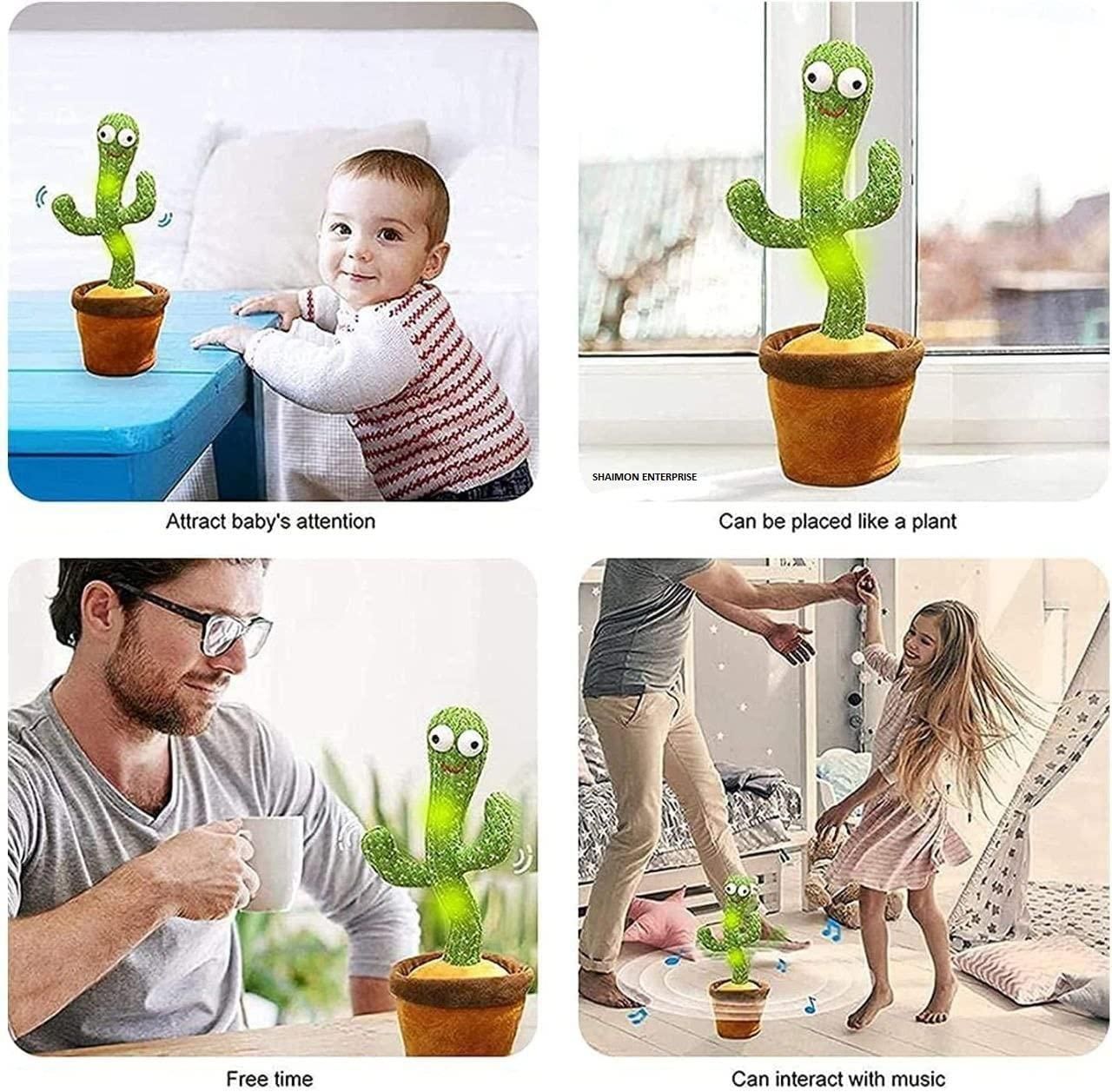 FlamitzStar Interactive Dancing Cactus Toy with Singing, Talking, Recording, USB Charge, Fun Baby Plush Educational Toy Gift for Toddlers Boys Girls - Multicolor - Kids Edition